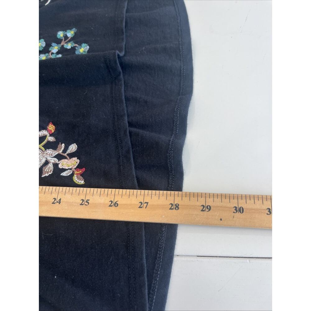 J Jill Size 1X Black Embroidered 3/4 Sleeve Top Shirt Flowers Floral 2 Sided - Picture 9 of 10